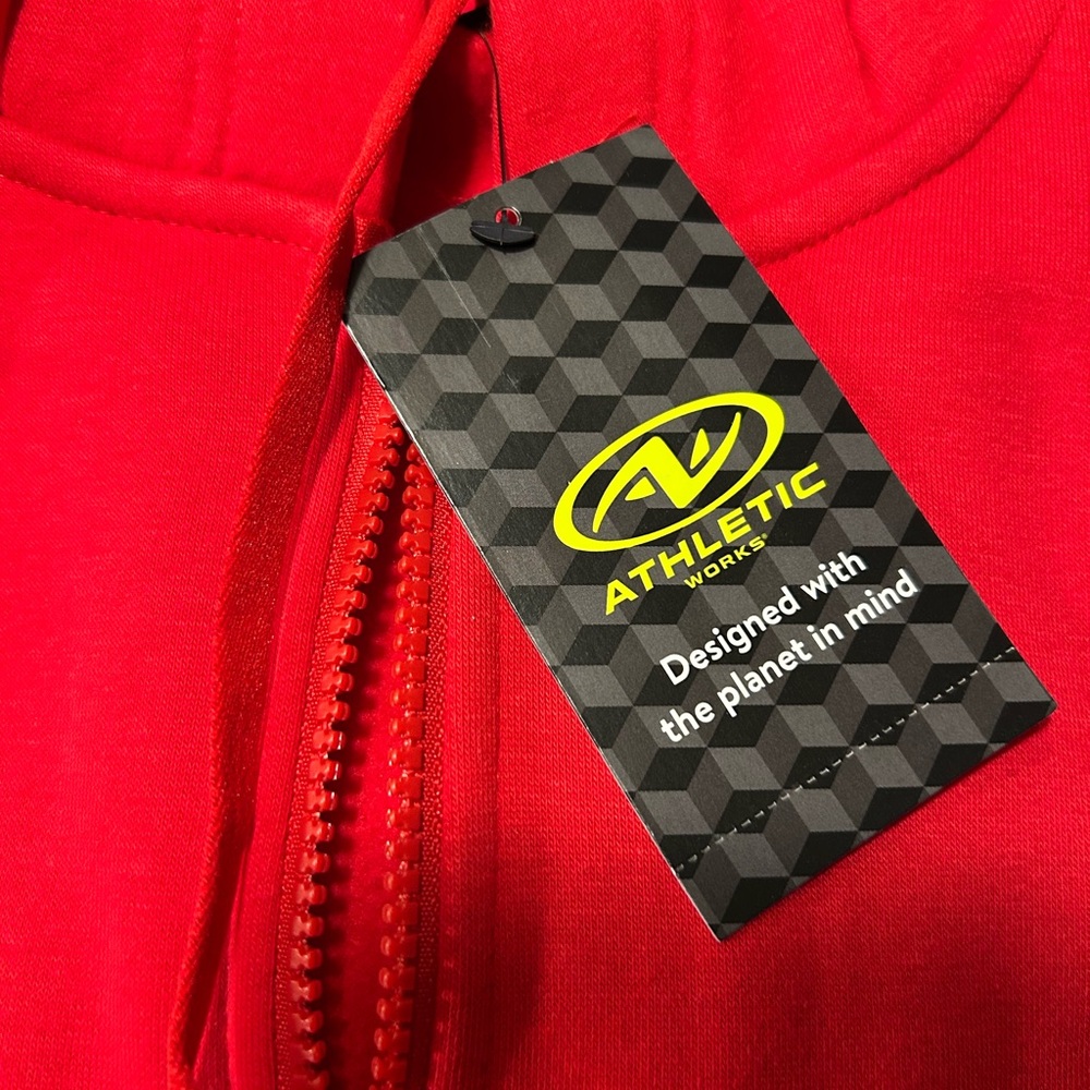 Athletic Works Men's Full Zip Hoodie Sweatshirt Jacket Size L 42-44 Red